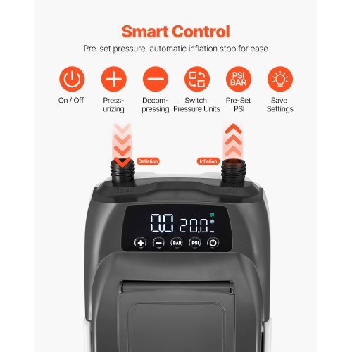 Paddle Board Pump, 20PSI High Pressure, Dual Stage Inflation & Deflation SUP Air Pump with Auto-Off Function and 12V DC Car Connector, Ideal for Inflatable Paddle Board, Tent and Mattress