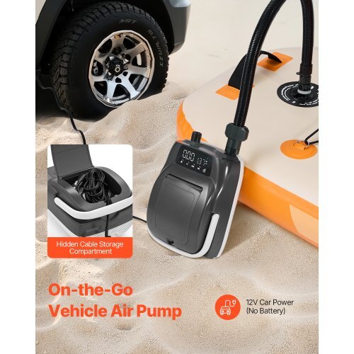 Paddle Board Pump, 20PSI High Pressure, Dual Stage Inflation & Deflation SUP Air Pump with Auto-Off Function and 12V DC Car Connector, Ideal for Inflatable Paddle Board, Tent and Mattress