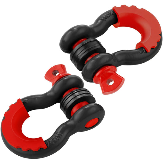 VEVOR 3/4" D-Ring Shackle, 2 Pack Alloy Steel Shackles 62832 lbs (28.5 Ton) Break Strength with 7/8" Screw Pin, Isolators & Washers, Heavy Duty Off Road Vehicle Recovery Shackle for Jeep Truck, Black - Luminous Bear Shop