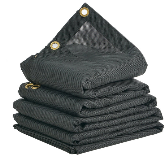 VEVOR Dump Truck Mesh Tarp, 8 x 18 ft, PVC Coated Black Heavy Duty Cover with 5.5" 18oz Double Pocket, Brass Grommets, Reinforced Double Needle Stitch Webbing Fits Manual or Electric Dump Truck System - Luminous Bear Shop