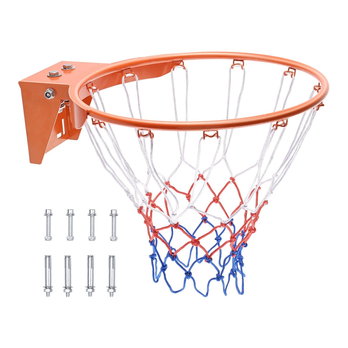 Basketball Rim, Wall Door Mounted Basketball Hoop, Heavy Duty Q235 Basketball Flex Rim Goal Replacement with Net, Standard 18" Indoor and Outdoor Hanging Basketball Hoop for Kids Adults
