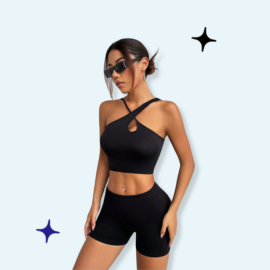 Crisscross Cutout Crop Active Tank