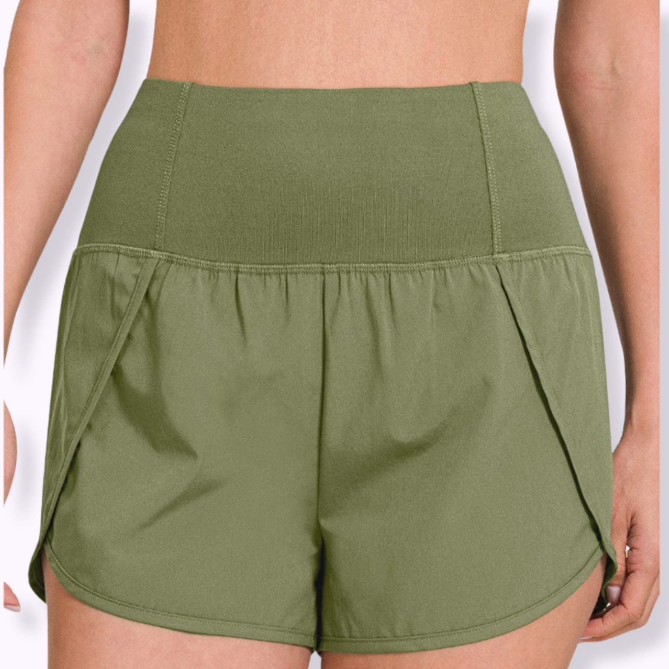 High-Waisted Zippered Back Pocket Active Shorts