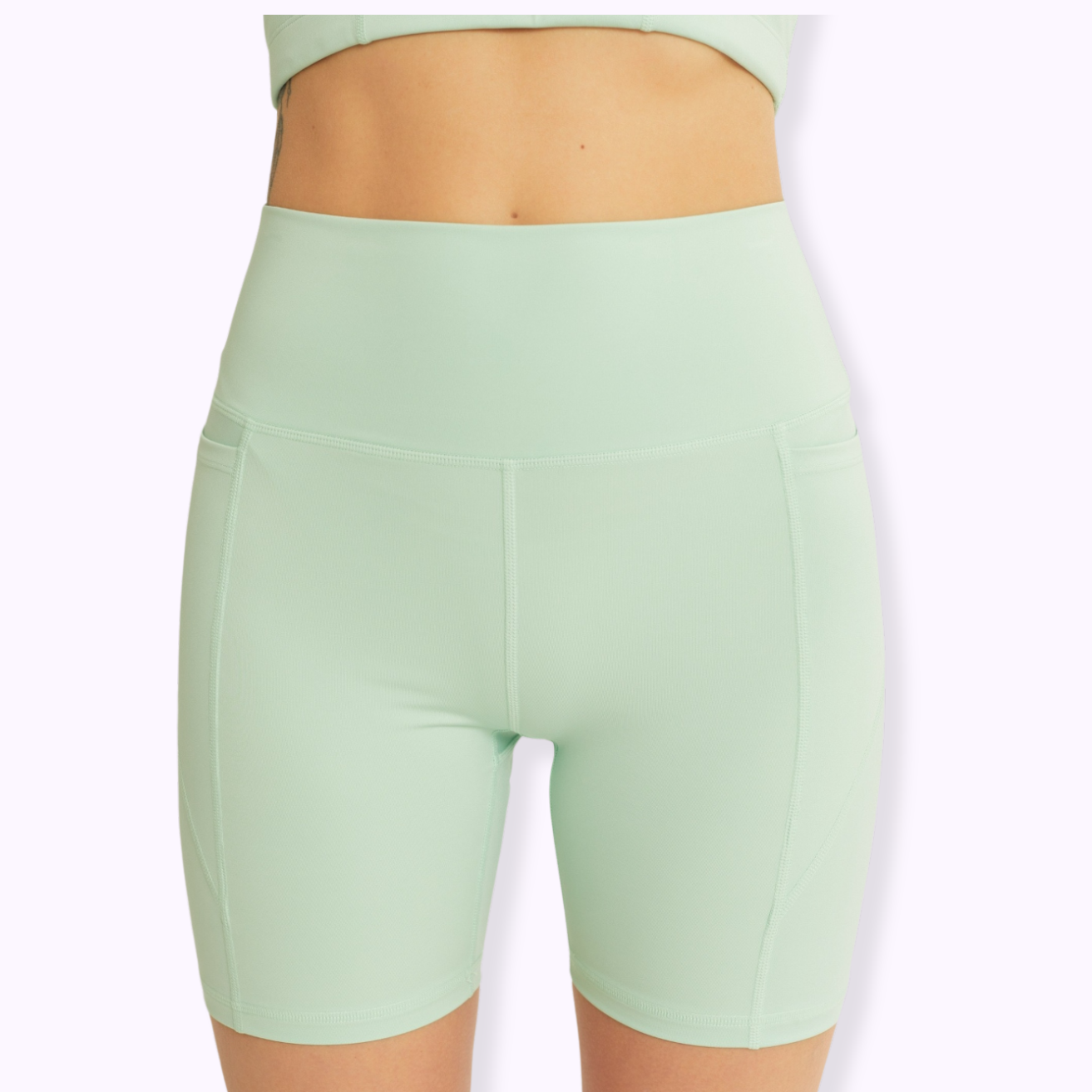 Love Tree High Waist Seam Detail Active Shorts