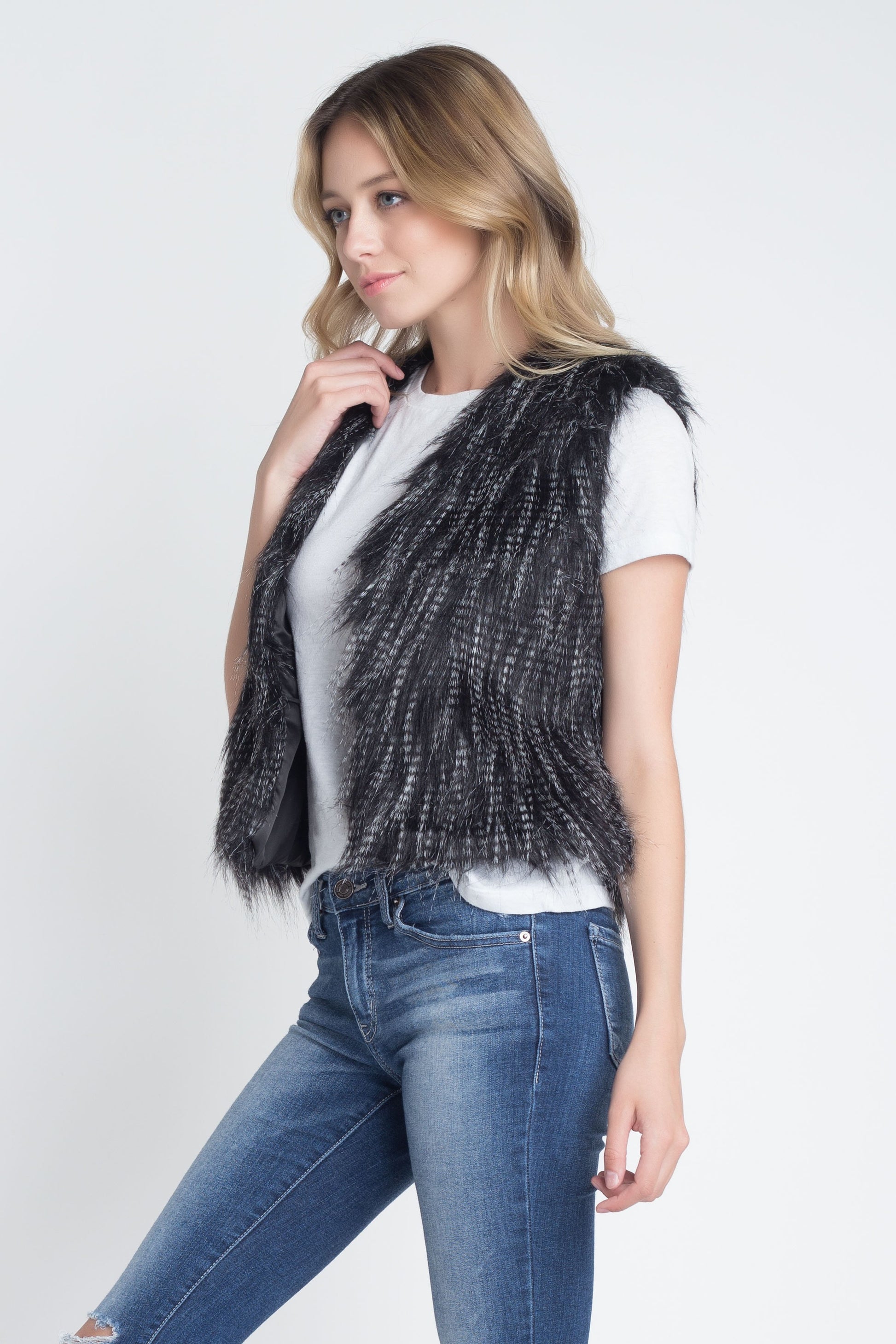 Women's Faux Fur Sleeveless Vest - Luminous Bear Shop