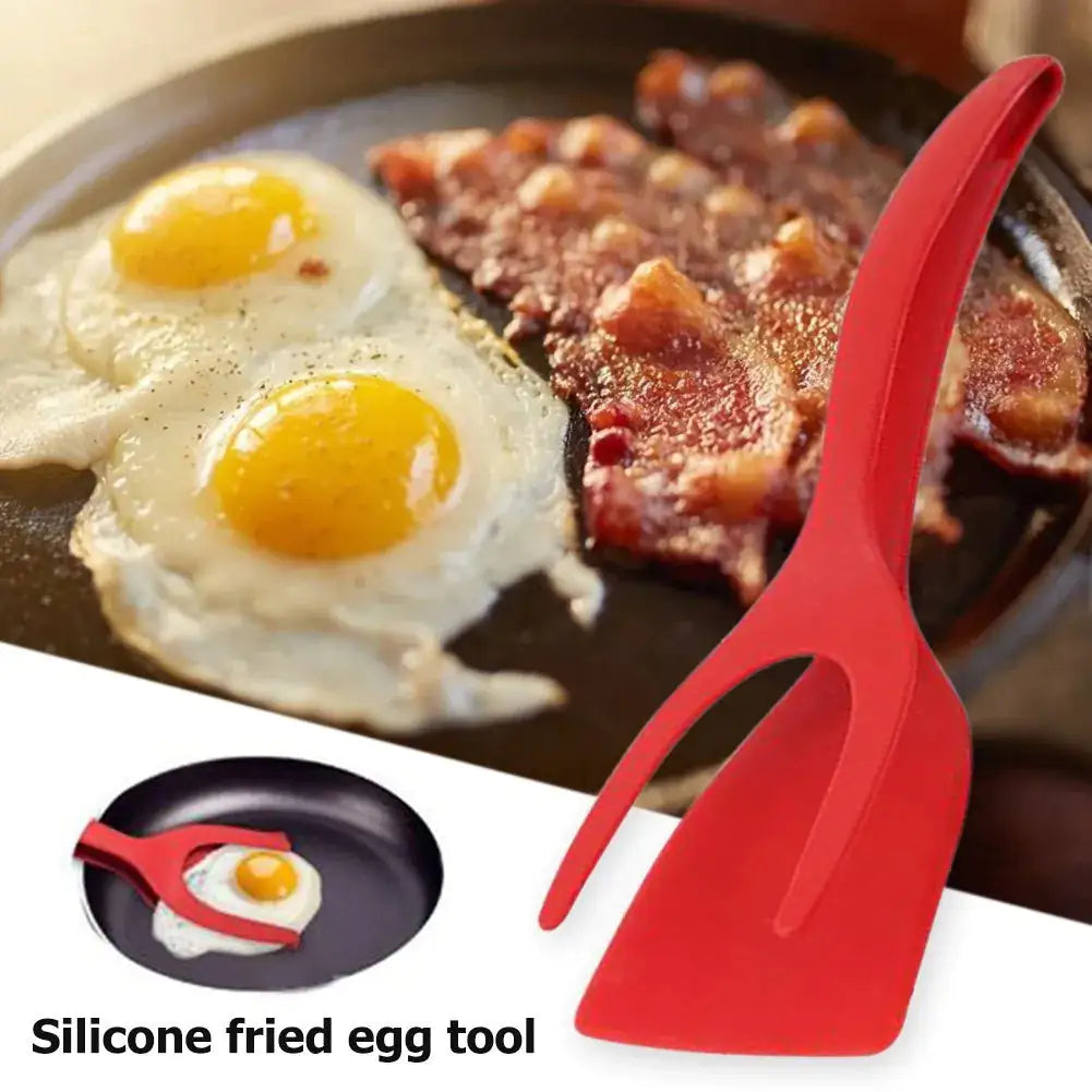 2 In 1 Grip And Flip Tongs Egg Spatula Tongs Clamp Pancake Fried Egg French Toast Omelet Overturned Kitchen Accessories - Luminous Bear Shop