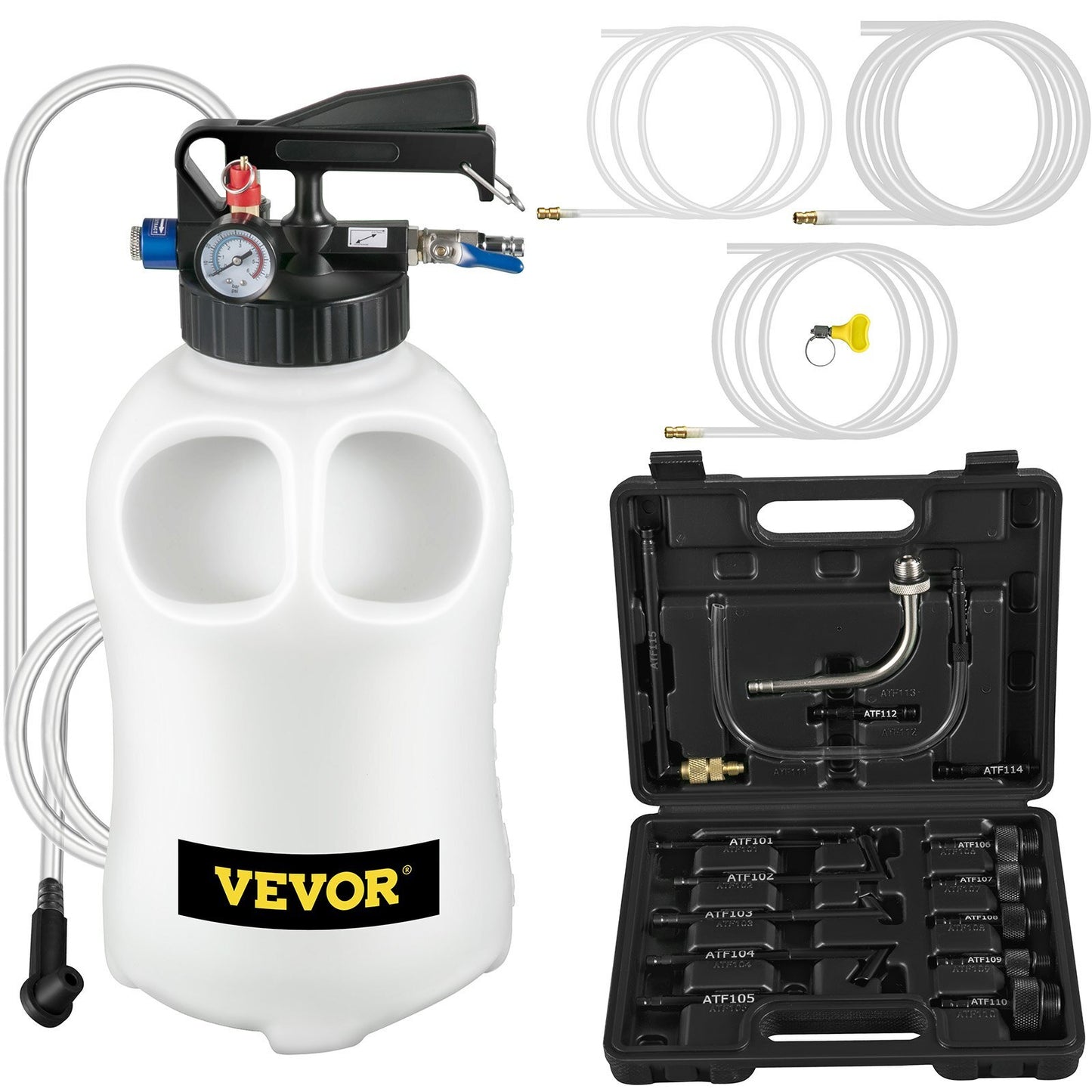 VEVOR Transmission Fluid Pump 2 Way Manual ATF Refill System Dispenser, Oil and Liquid Extractor 10 Liter Large Capacity, Automatic Transmission Fluid Pump Tool Set with 14 Pieces ATF Filler Adapters - Luminous Bear Shop