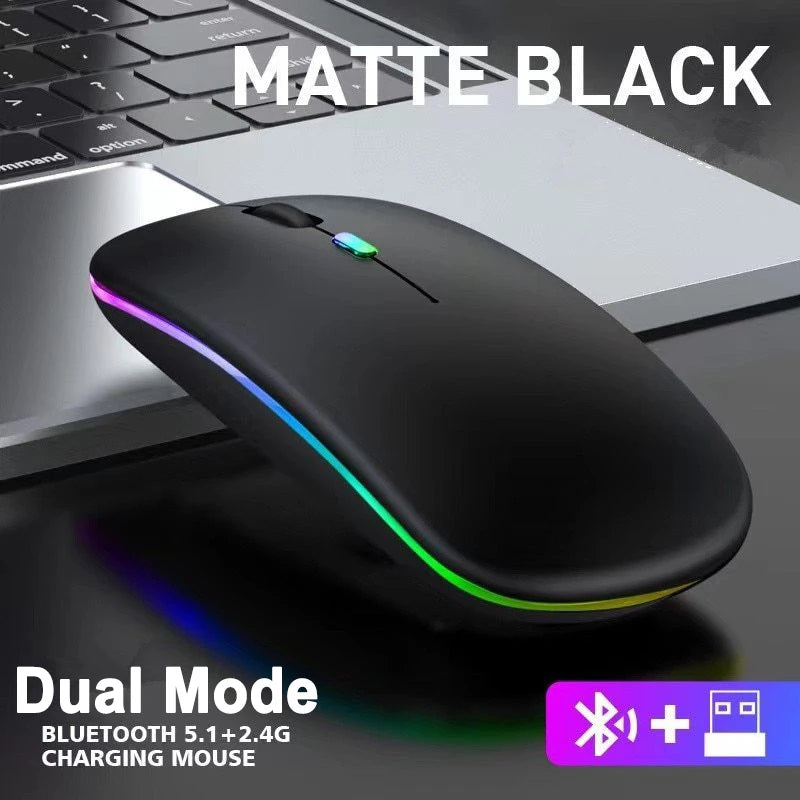 2.4G Wireless Mouse USB Rechargeable Bluetooth-compatible RGB Mouse Silent Ergonomic Mouse With Backlight For Laptop PC ipad