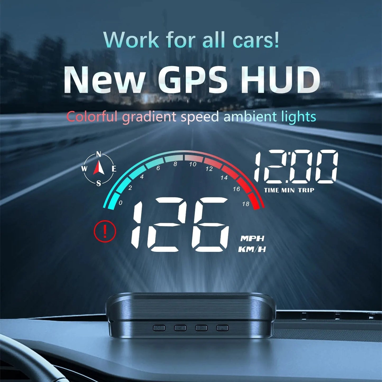 🚘 M22 Universal GPS HUD Speedometer – 3.5" Head-Up Display with MPH/KMH Projection, Dual GPS+Beidou Chip, Overspeed Alarm &amp; Compass for All Vehicles