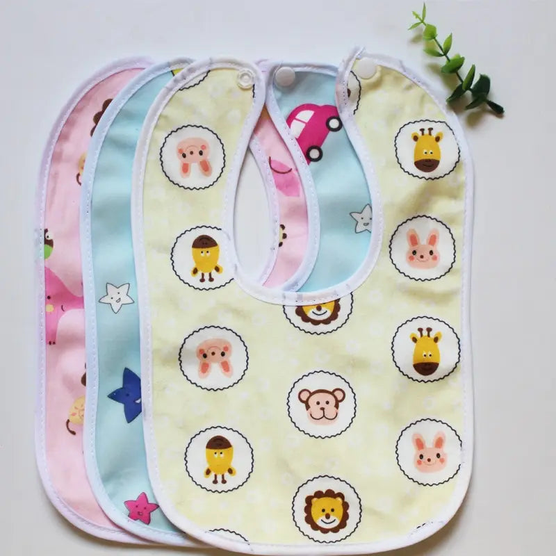 5 Pcs Pack Color Random Washable Waterproof Children Kid Double Layer Super Soft Baby Bib