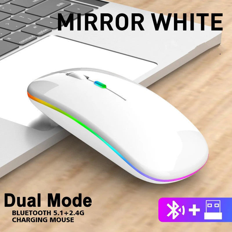 2.4G Wireless Mouse USB Rechargeable Bluetooth-compatible RGB Mouse Silent Ergonomic Mouse With Backlight For Laptop PC ipad