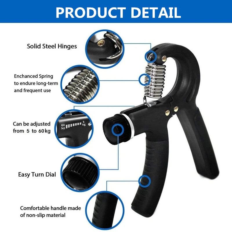 💪 Adjustable Hand Grip Strengthener (10–60kg) – R-Shaped Power Gripper for Wrist, Hand &amp; Forearm Training | Unisex Fitness &amp; Rehab Tool