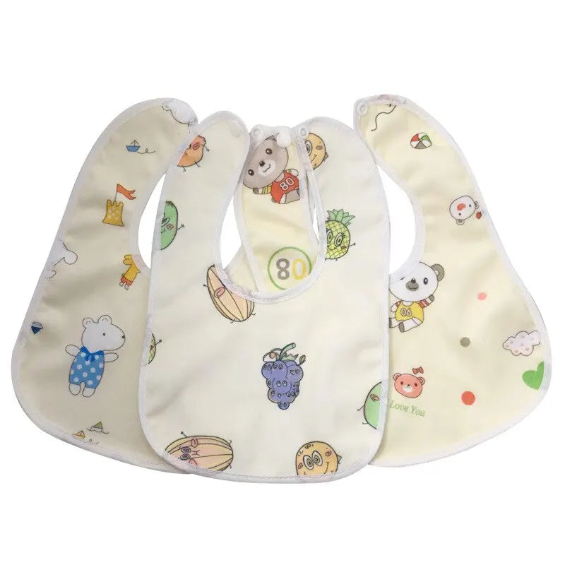 5 Pcs Pack Color Random Washable Waterproof Children Kid Double Layer Super Soft Baby Bib