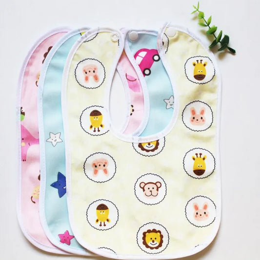 5 Pcs Pack Color Random Washable Waterproof Children Kid Double Layer Super Soft Baby Bib
