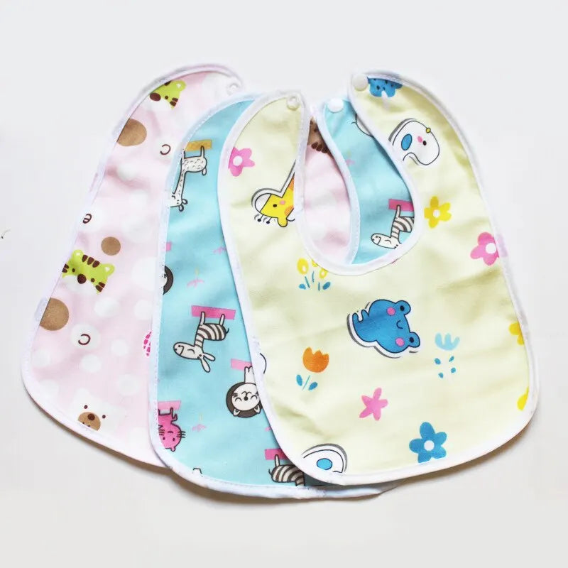 5 Pcs Pack Color Random Washable Waterproof Children Kid Double Layer Super Soft Baby Bib