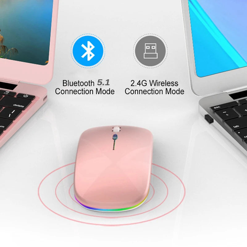 2.4G Wireless Mouse USB Rechargeable Bluetooth-compatible RGB Mouse Silent Ergonomic Mouse With Backlight For Laptop PC ipad