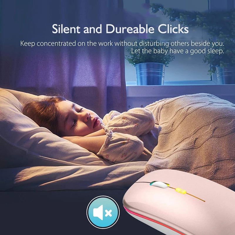 2.4G Wireless Mouse USB Rechargeable Bluetooth-compatible RGB Mouse Silent Ergonomic Mouse With Backlight For Laptop PC ipad