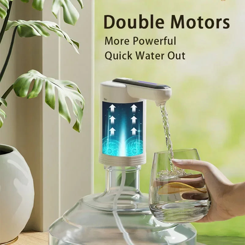💧 Double Pump Powerful Automatic Water Dispenser – USB Rechargeable Portable Gallon Bottle Pump for Home, Kitchen, and Office