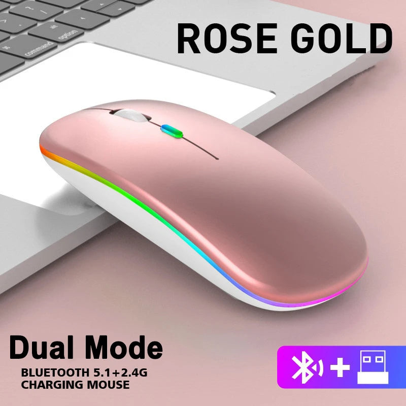 2.4G Wireless Mouse USB Rechargeable Bluetooth-compatible RGB Mouse Silent Ergonomic Mouse With Backlight For Laptop PC ipad
