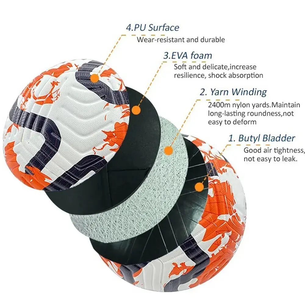 ⚽ Size 5 PU Soccer Ball – Durable Machine-Stitched Football for Training, Matches &amp; Recreational Play | Soft Touch, High Bounce, Pro Standard