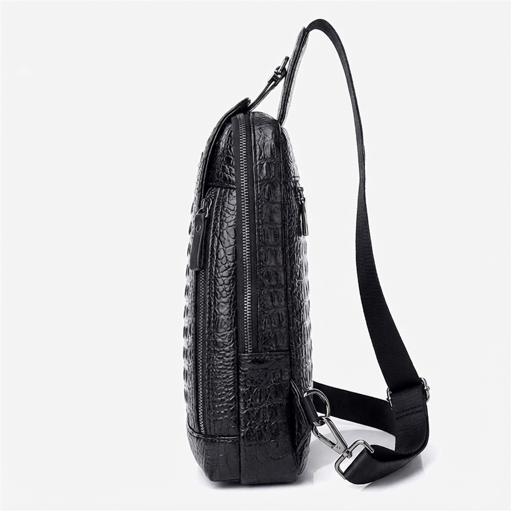 Croc Design Leather Sling Bag – Sophisticated & Practical