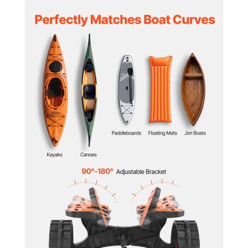 Kayak Cart, 300 lbs Load Capacity, Foldable Kayak Trolley with 10-inch Solid Rubber Tires & 1 Ratchet Strap, Paddle Board Trolley for Carrying Kayaks, Canoes, Paddleboards, Float Mats, Jon Boats