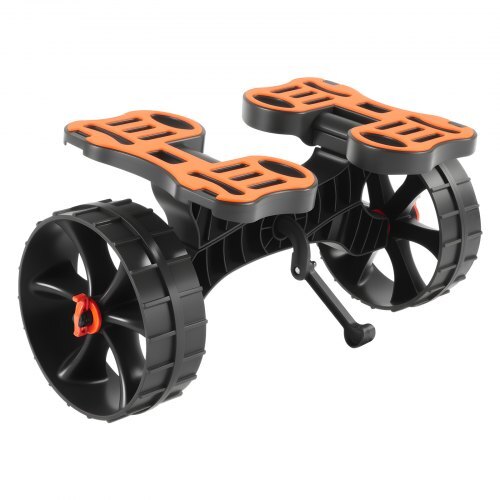 Kayak Cart, 300 lbs Load Capacity, Foldable Kayak Trolley with 10-inch Solid Rubber Tires & 1 Ratchet Strap, Paddle Board Trolley for Carrying Kayaks, Canoes, Paddleboards, Float Mats, Jon Boats