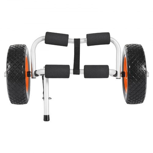 Kayak Cart, 200 lbs Load Capacity, Foldable Kayak Trolley with 10-inch Solid Rubber Tires & 1 Ratchet Strap, Paddle Board Trolley for Carrying Kayaks, Canoes, Paddleboards, Float Mats, Jon Boats