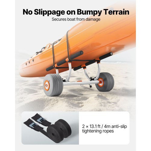 Kayak Cart, 350 lbs Load Capacity, Kayak Trolley with 12-inch Inflatable PU Tires & 2 Straps, Assembles & Disassembles Within Seconds, Paddle Board Trolley for Carrying Kayaks and Canoes