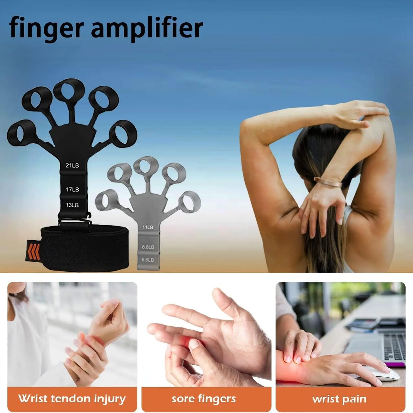 💪 Finger Strengthener with 3 Resistance Levels – Grip Strength Trainer &amp; Hand Exerciser for Fingers, Wrists, and Forearms