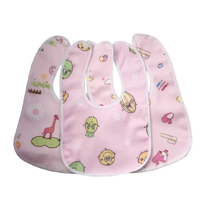 5 Pcs Pack Color Random Washable Waterproof Children Kid Double Layer Super Soft Baby Bib