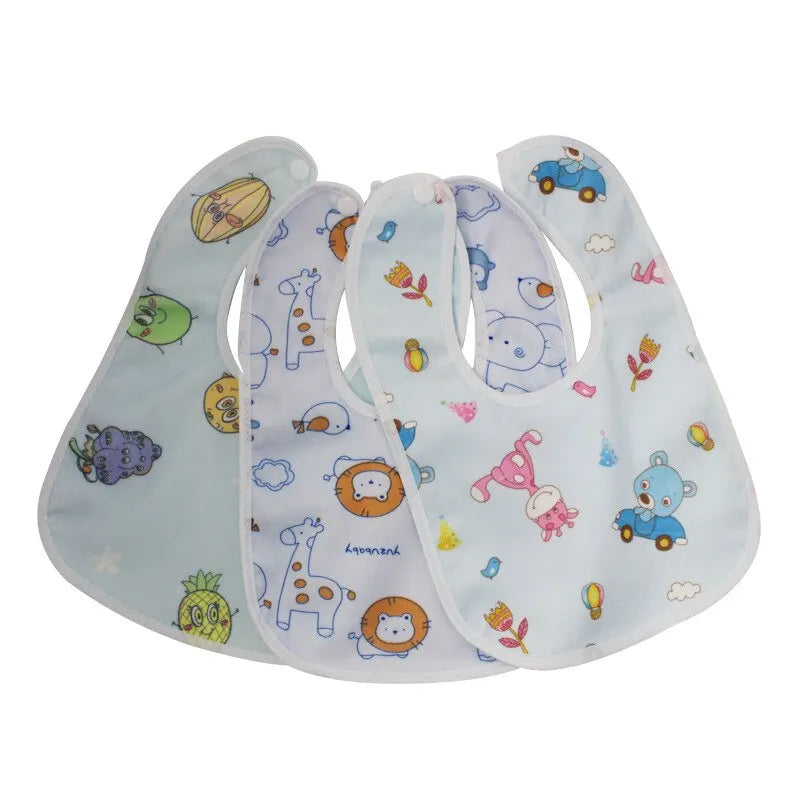 5 Pcs Pack Color Random Washable Waterproof Children Kid Double Layer Super Soft Baby Bib
