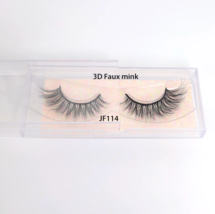 Fake Mink Eye Lash with Custom Eyelash Box 3D  Fluffy Mink Eyelash Full Strip Eye Lashes with applicator