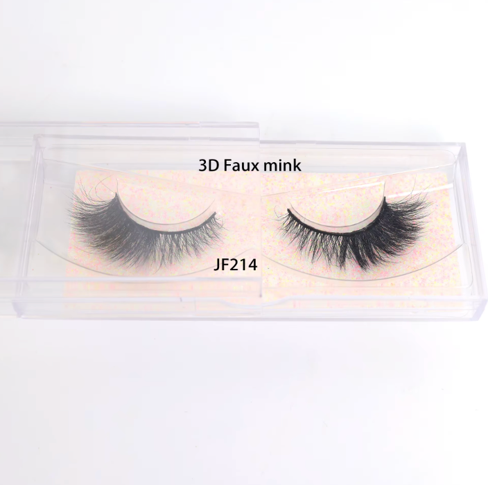 Fake Mink Eye Lash with Custom Eyelash Box 3D  Fluffy Mink Eyelash Full Strip Eye Lashes with applicator