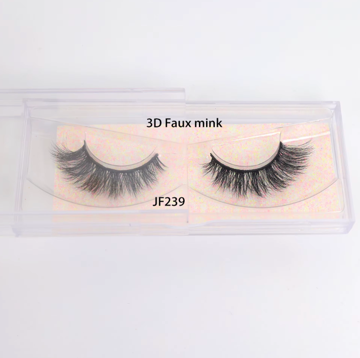 Fake Mink Eye Lash with Custom Eyelash Box 3D  Fluffy Mink Eyelash Full Strip Eye Lashes with applicator