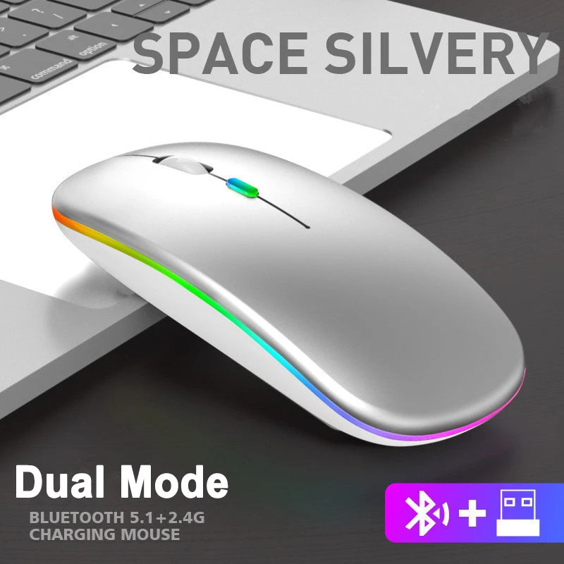 2.4G Wireless Mouse USB Rechargeable Bluetooth-compatible RGB Mouse Silent Ergonomic Mouse With Backlight For Laptop PC ipad