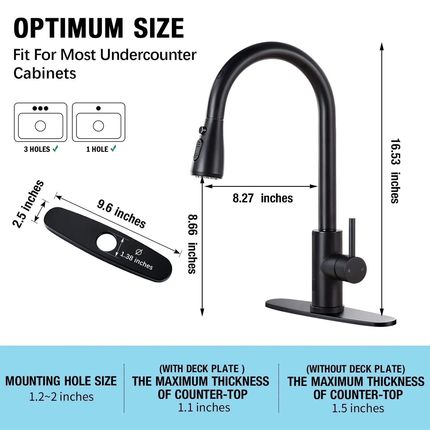🖤 Modern Touch-Sensitive Stainless Steel Kitchen Faucet – Matte Black Pull-Out Single Handle Mixer Tap for Hot &amp; Cold Water