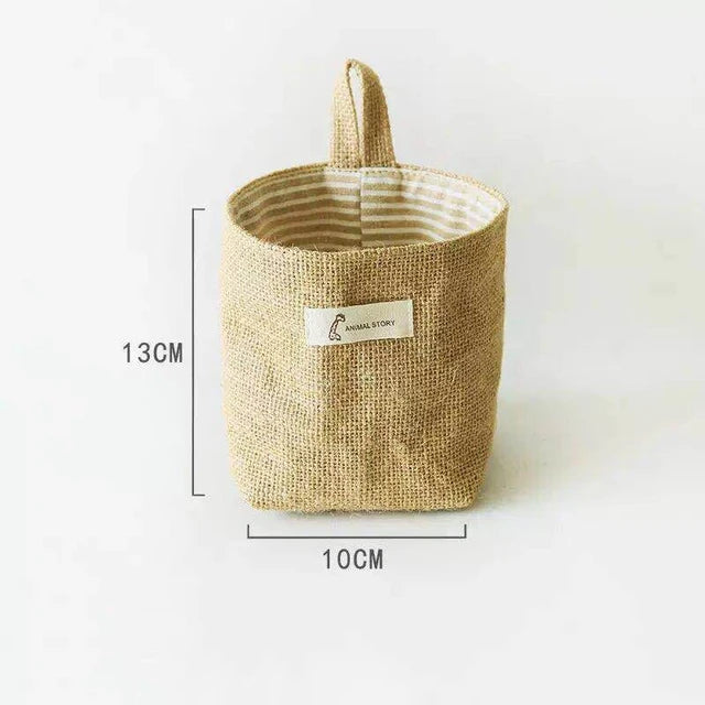 Cotton Linen Storage Basket Hanging Pocket Jute Bag - Luminous Bear Shop