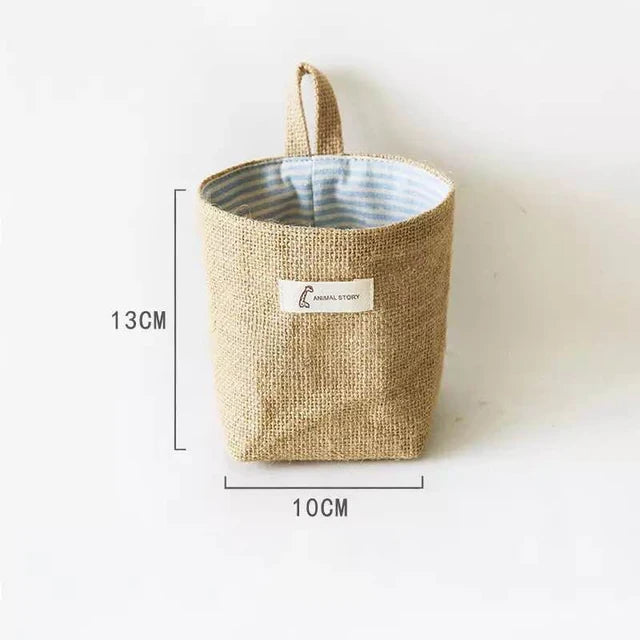 Cotton Linen Storage Basket Hanging Pocket Jute Bag - Luminous Bear Shop