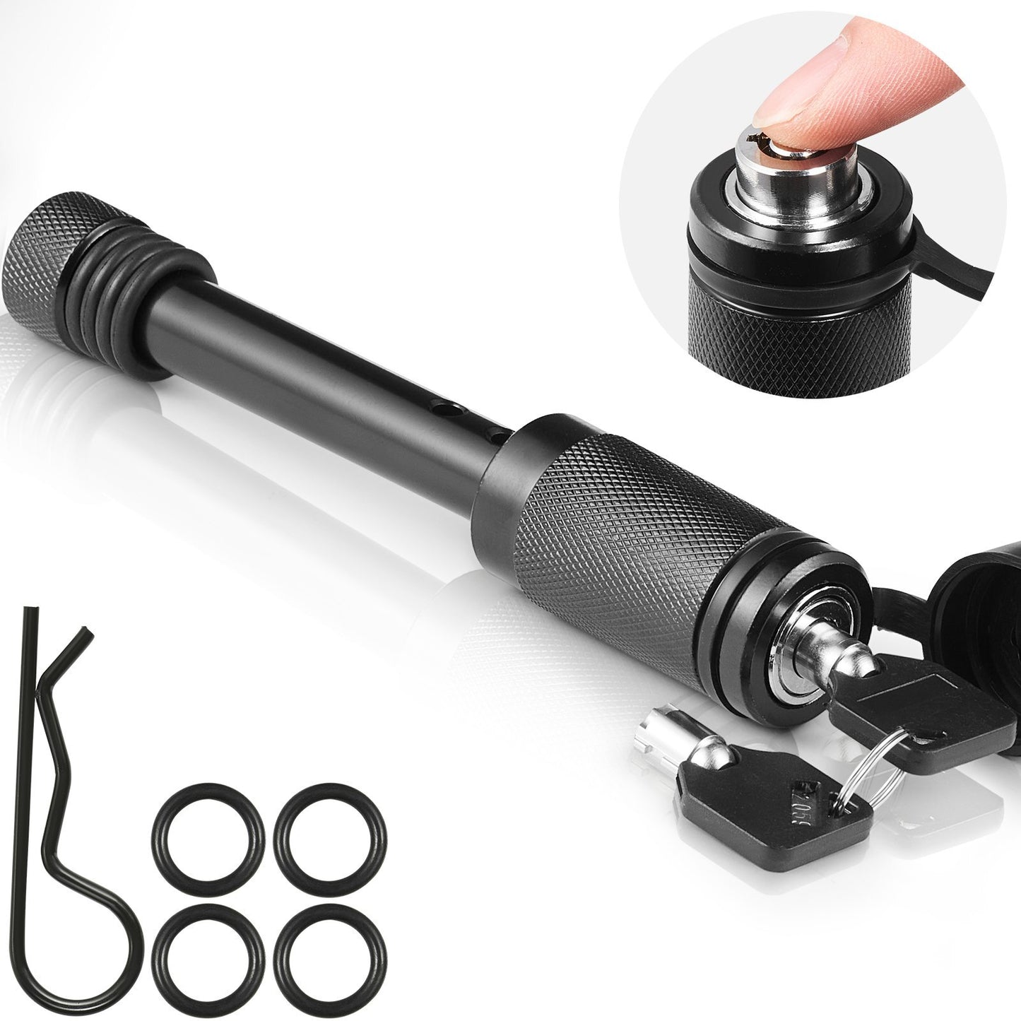 VEVOR Trailer Hitch Lock, 5/8-inch Diameter, Locking Receiver Pin with 2 Keys and 4 O-Rings, Weatherproof Anti-Theft Tow Lockable Pin with Dust, Mud & Gunk Protection, Fits for Truck, Boat, Bike, Car - Luminous Bear Shop