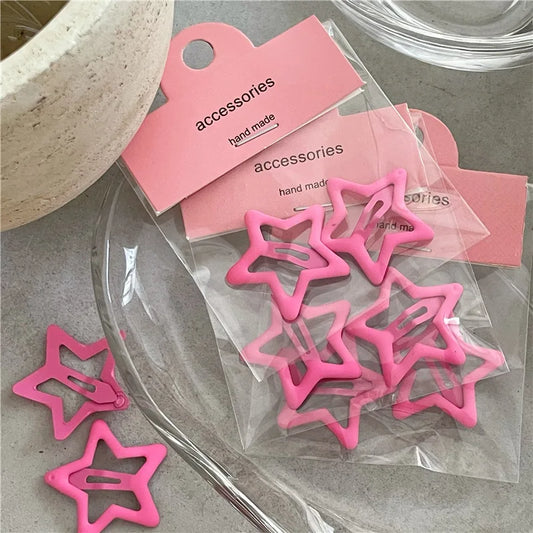 Pink Pentagram Star Pendant Hair Clip