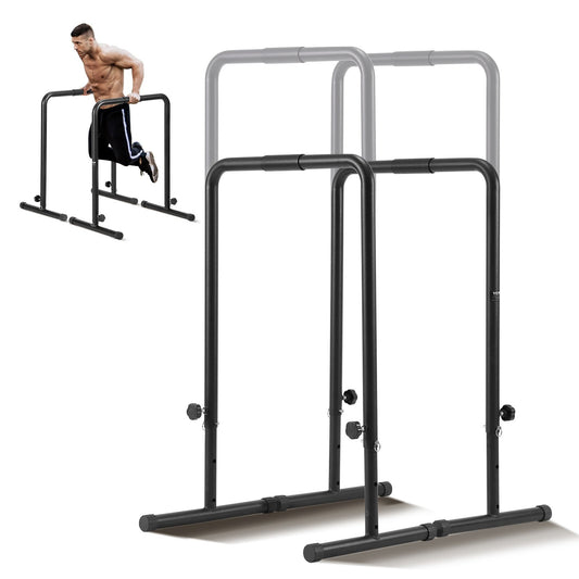 Dip Bars, 440 lbs Capacity, Heave Duty Dip Stand Station with Adjustable Height, Fitness Workout Dip Bar Station Stabilizer Parallette Push Up Stand, Parallel Bars for Strength Training Home Gym