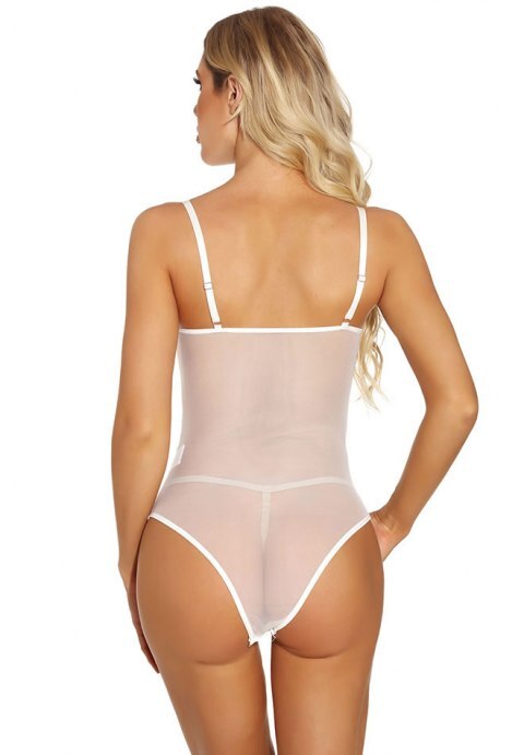 Contrast Lace Mesh Teddy Bodysuit