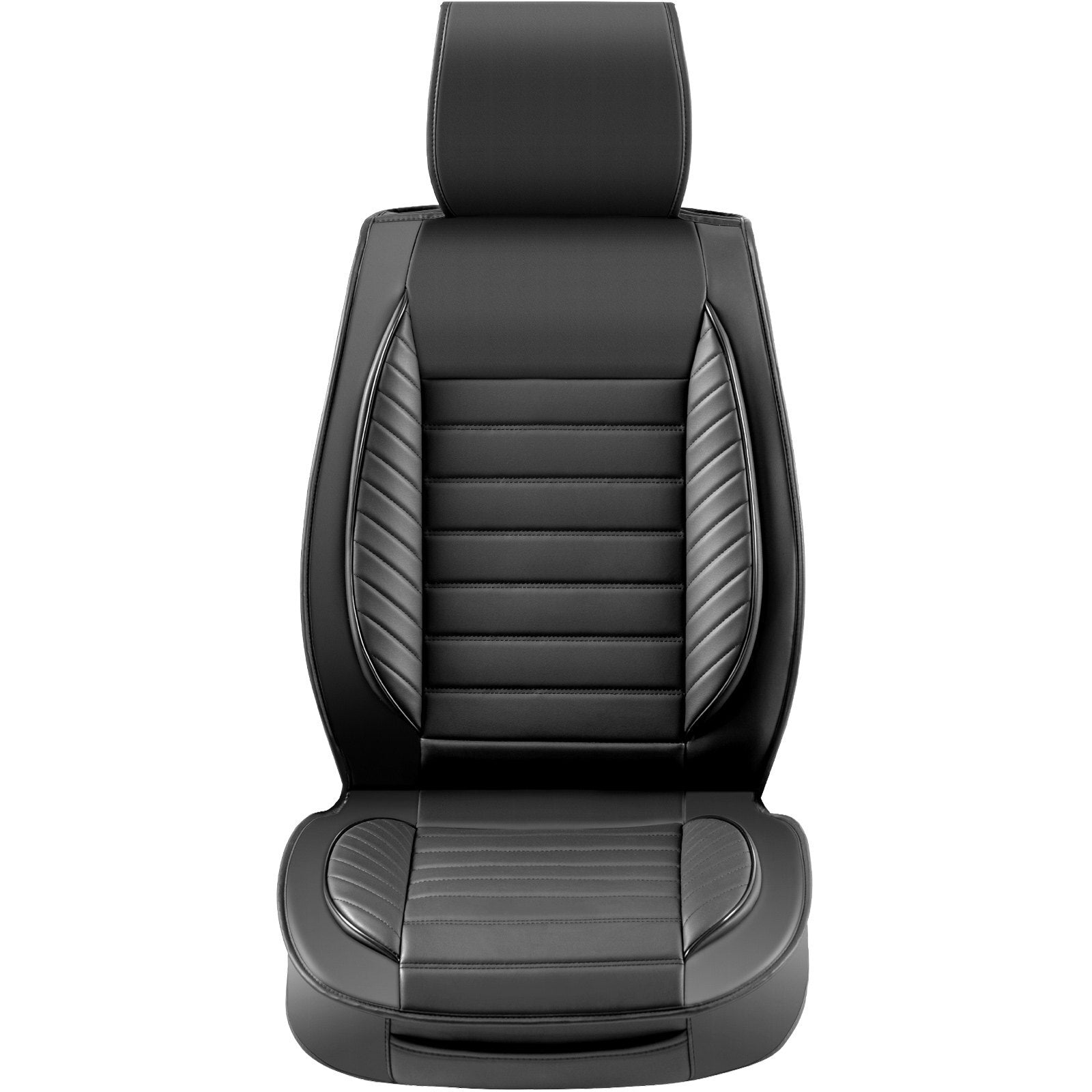 VEVOR Seat Covers, Universal Car Seat Covers Front Seats, 2pcs Faux Leather Seat Cover, Semi-enclosed Design, Detachable Headrest and Airbag Compatible, for Most Cars SUVs and Trucks Black - Luminous Bear Shop