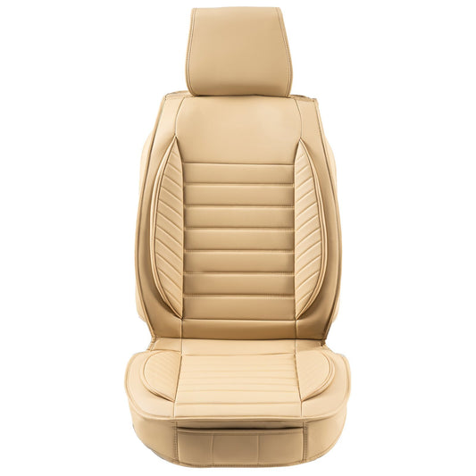 VEVOR Seat Covers, Universal Car Seat Covers Front Seats, 2pcs Faux Leather Seat Cover, Semi-enclosed Design, Detachable Headrest and Airbag Compatible, for Most Cars SUVs and Trucks Beige - Luminous Bear Shop