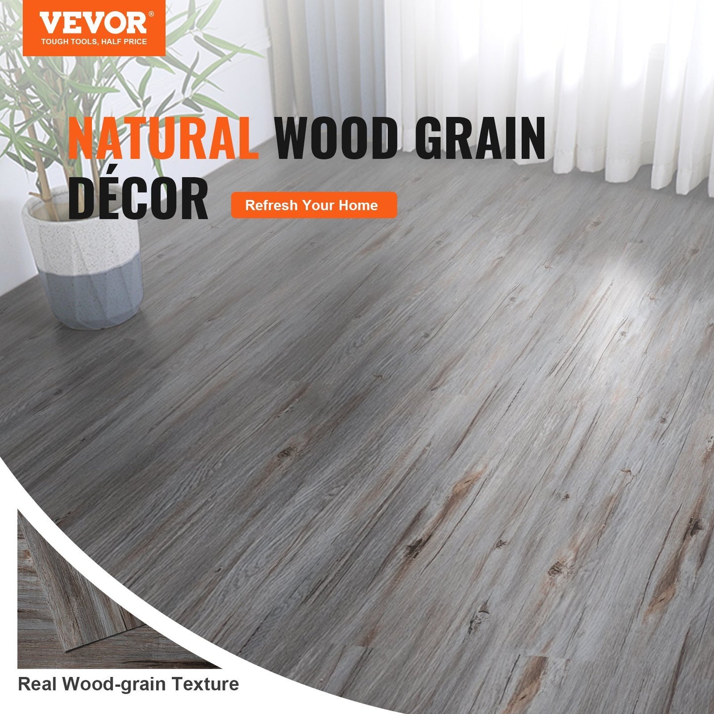 VEVOR Self Adhesive Vinyl Floor Tiles 36 x 6 inch, 36 Tiles 0.62mm Thick Peel & Stick, Vintage Wood Grain DIY Flooring for Kitchen, Dining Room, Bedrooms & Bathrooms, Easy for Home Decor - Luminous Bear Shop