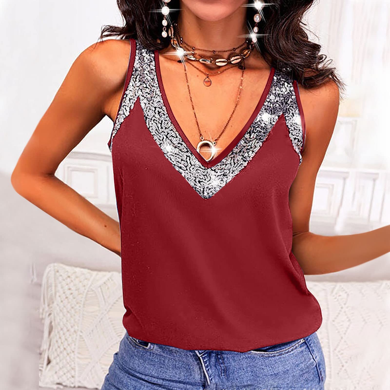 Full Size V-Neck Wide Strap Tank - Luminous Bear Shop