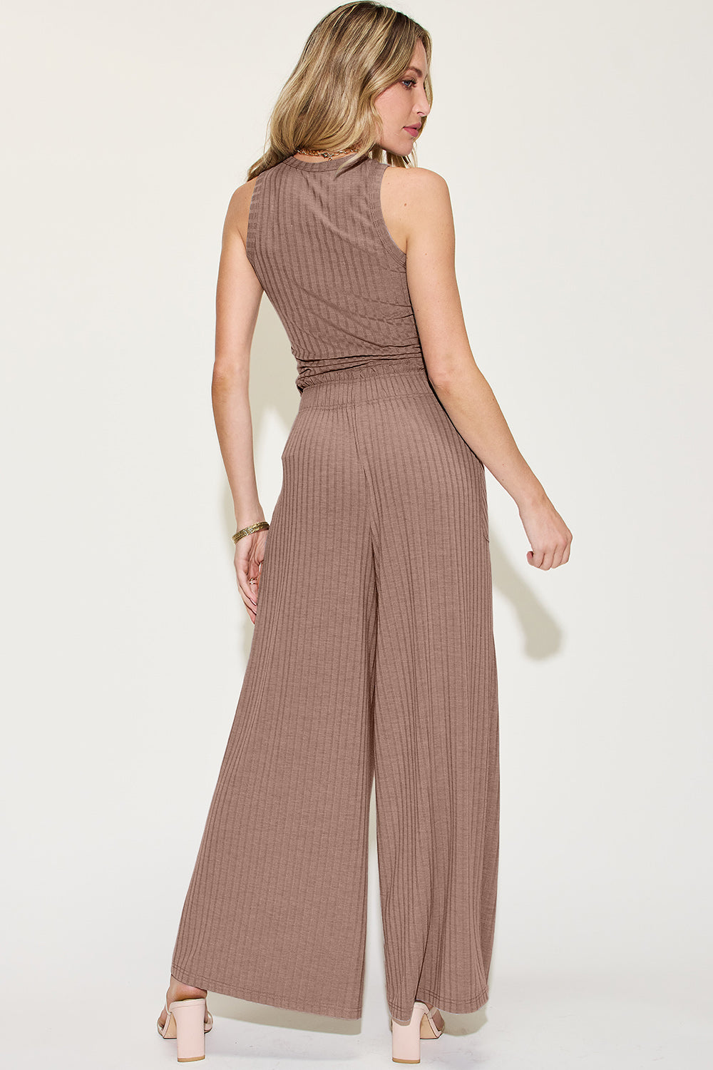 Basic Bae Full Size Ribbed Tank and Wide Leg Pants Set - Luminous Bear Shop