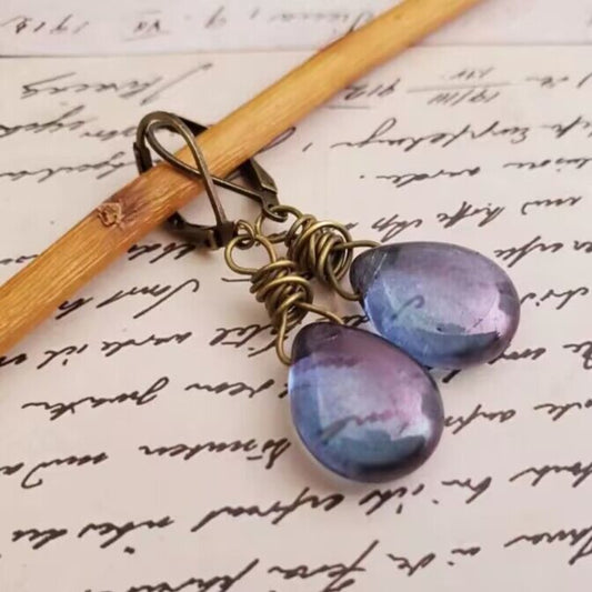 Alloy Gemstone Drop Earrings - Luminous Bear Shop