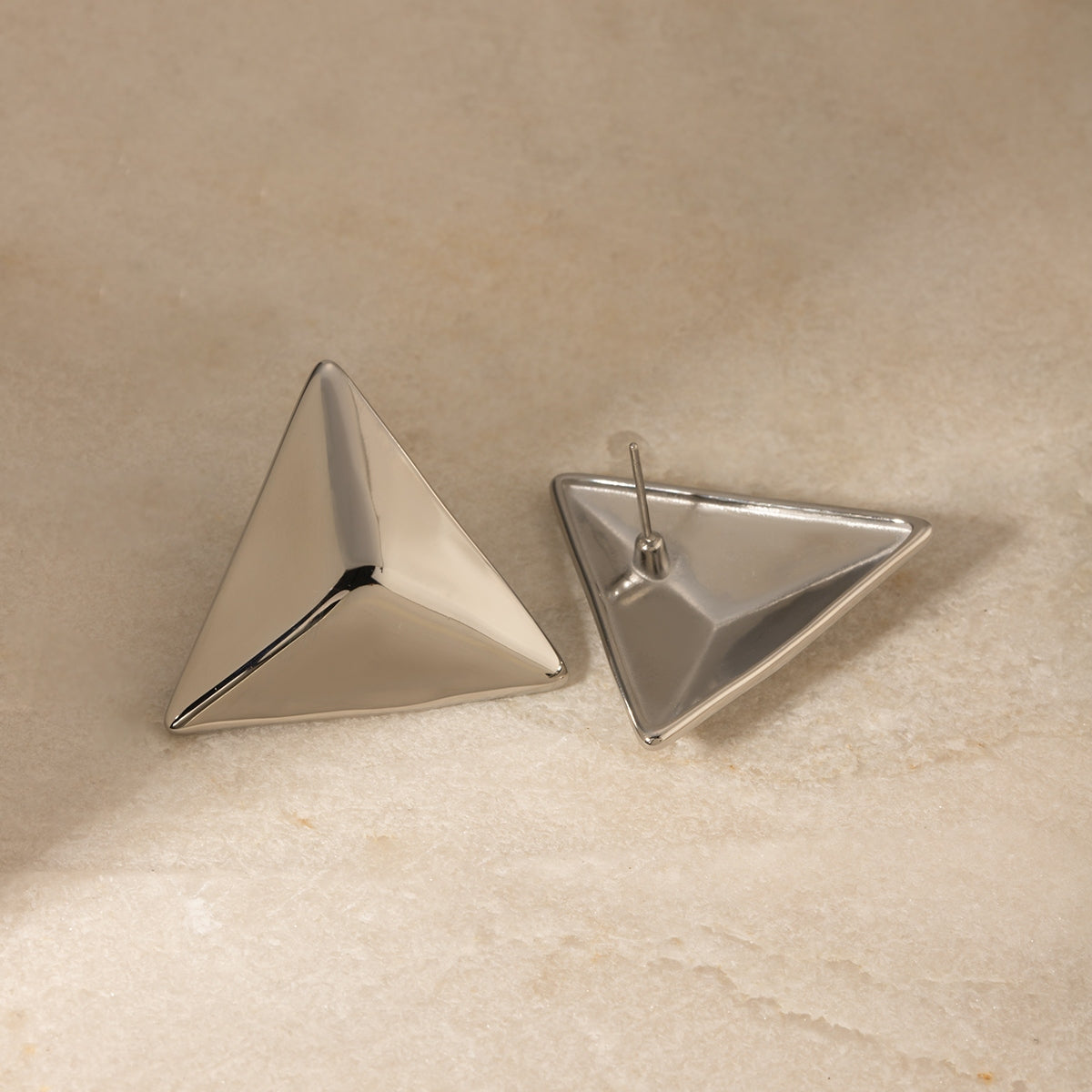 Stainless Steel 3D Triangle Earrings - Luminous Bear Shop